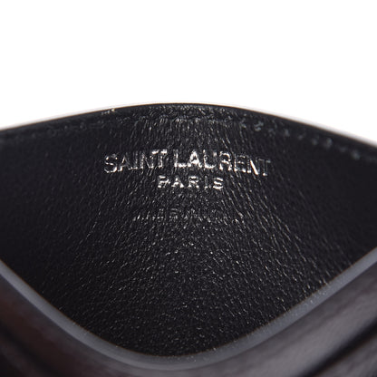 Saint Laurent Grain De Poudre Matelasse Chevron Monogram Credit Card Case Black 6 of 8