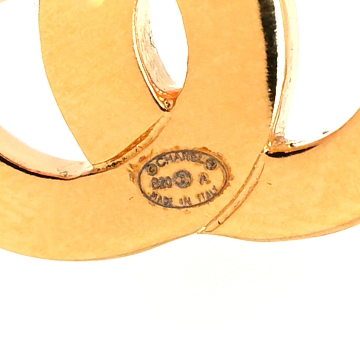 Metal CC Paris Button Stud Earrings Gold
