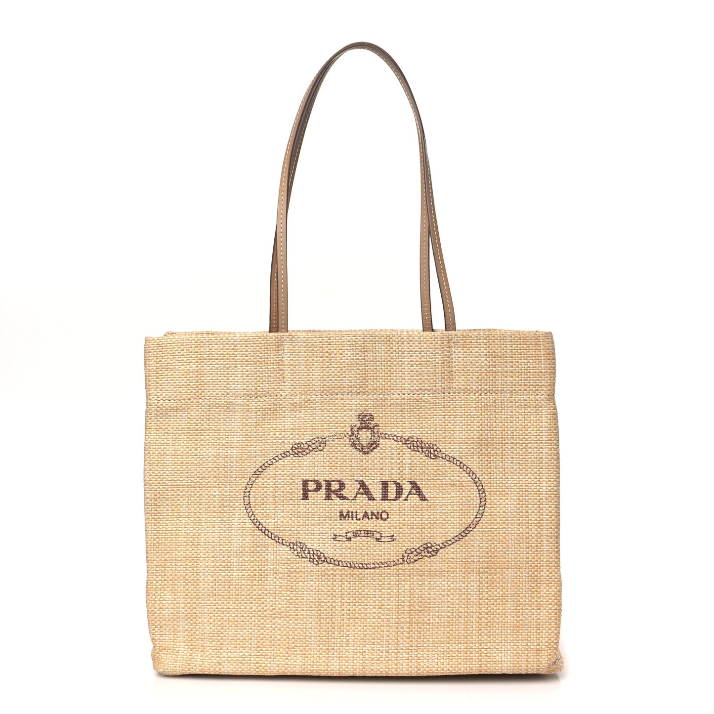 Raffia Logo Tote Naturale
