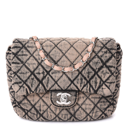 Washed Denim Quilted Small Denimpression Flap Rose Clair