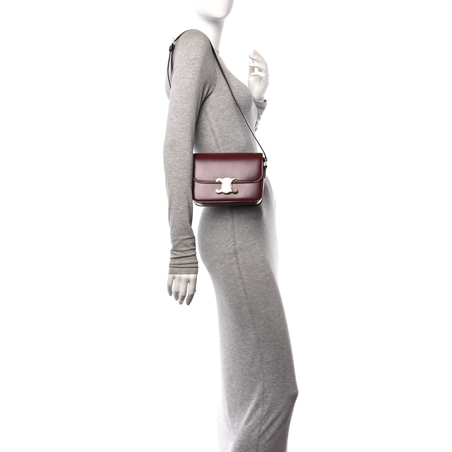 Celine Shiny Calfskin Teen Triomphe Light Burgundy 2 of 9