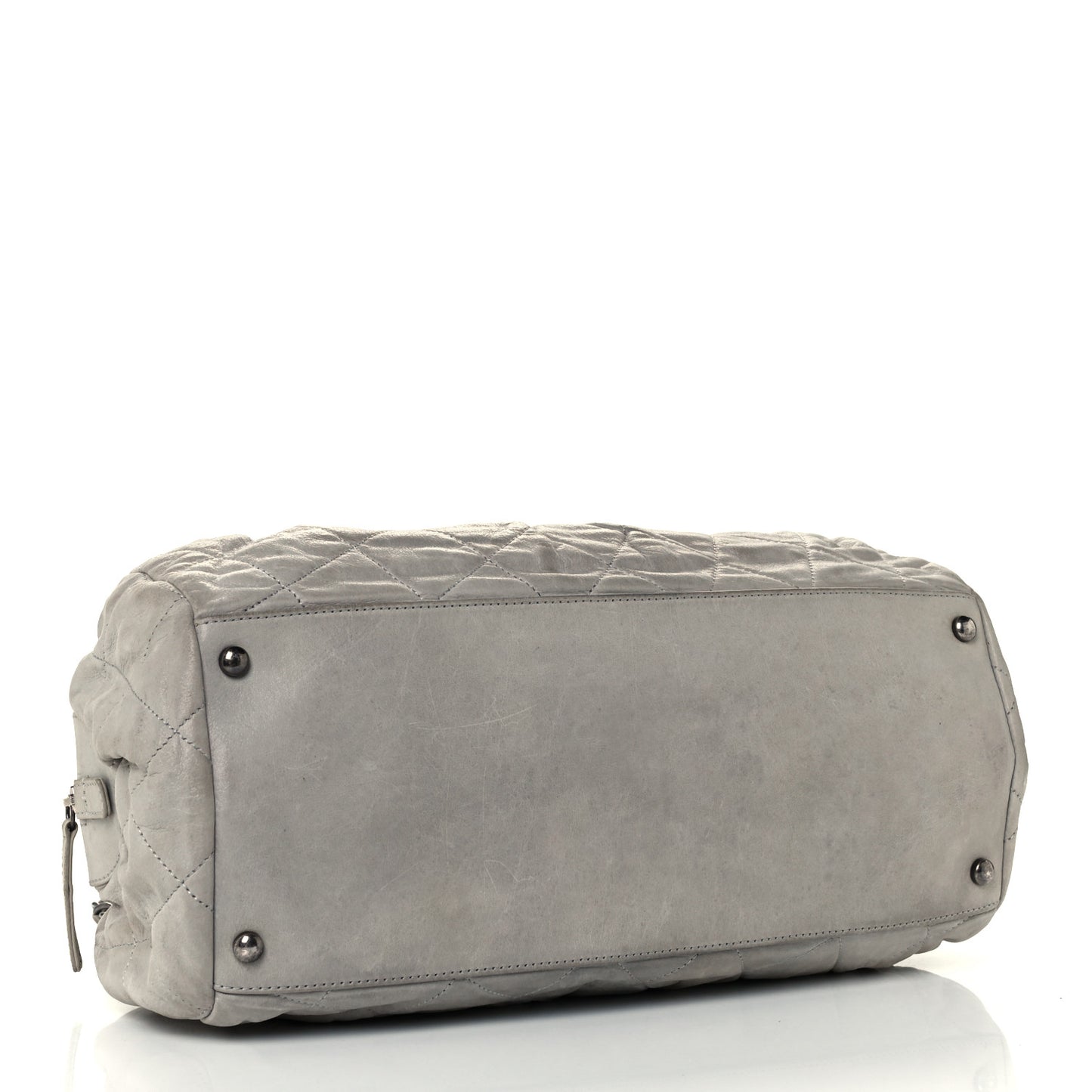Iridescent Calfskin Chic Quilt Bowling Bag Grey