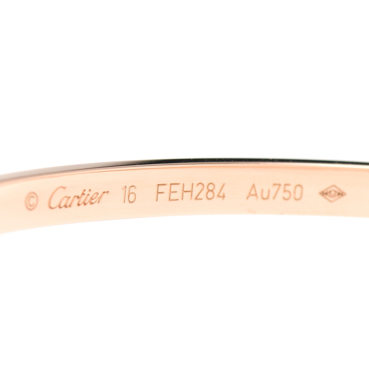 18K Pink Gold 10 Diamond Small LOVE Bracelet 16