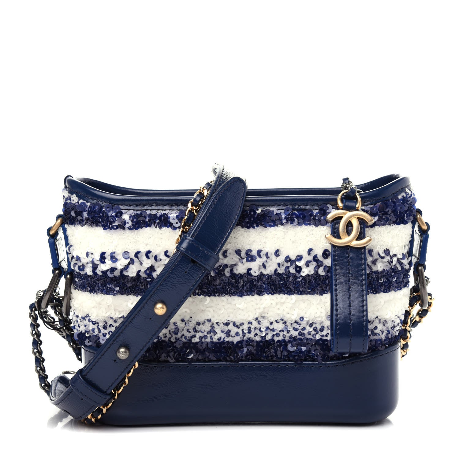 Chanel Sequin Calfskin Small Gabrielle Hobo Blue White 1 of 10