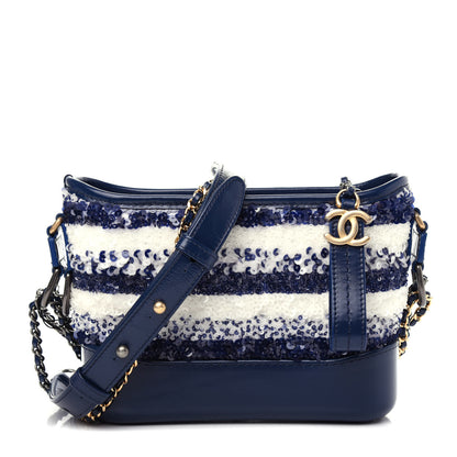 Chanel Sequin Calfskin Small Gabrielle Hobo Blue White 1 of 10