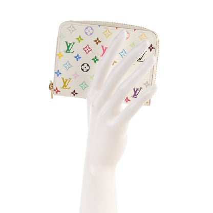 Louis Vuitton Monogram Multicolor Zippy Coin Purse Wallet White Litchi 2 of 7