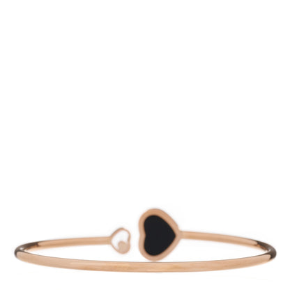 Chopard 18K Rose Gold Diamond Black Onyx Happy Hearts Bangle Bracelet 2 of 4