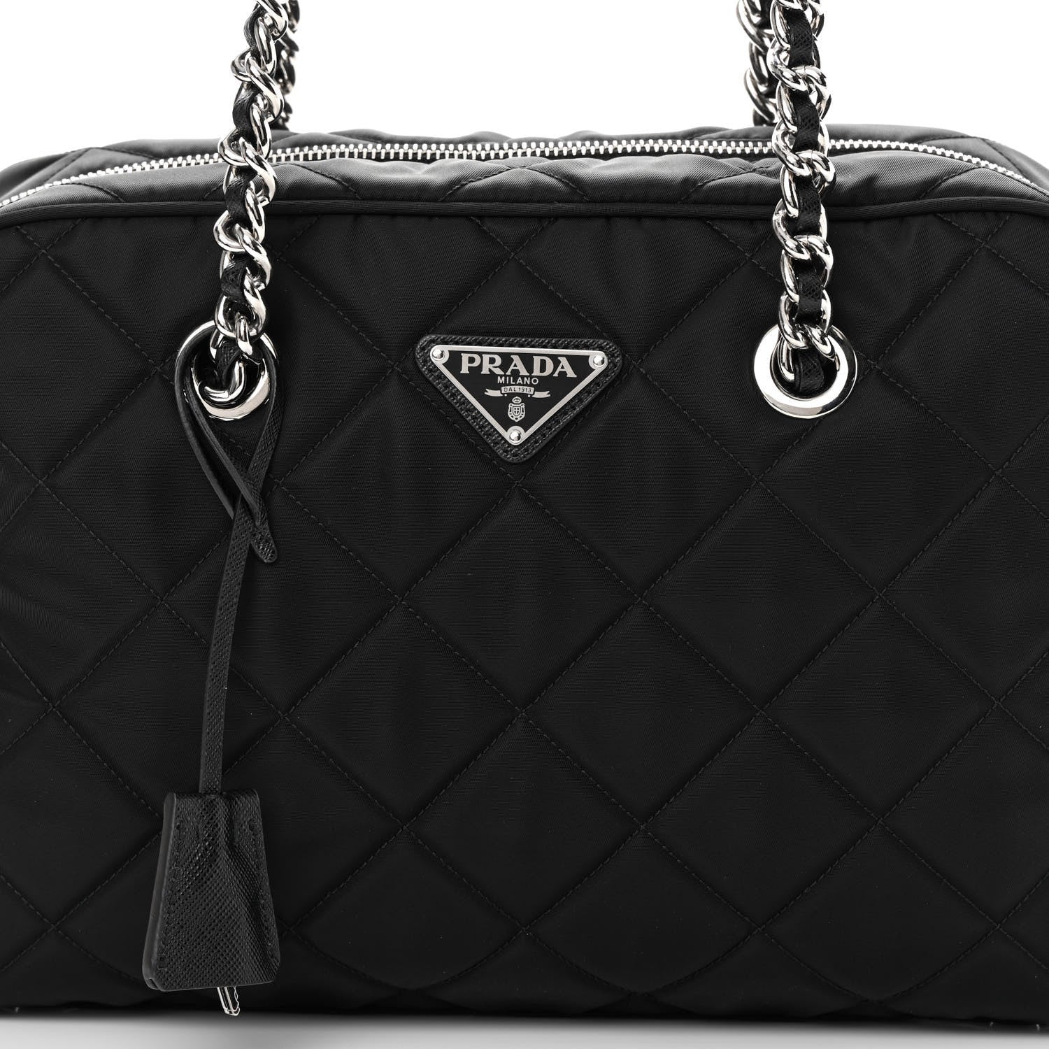 Prada Nylon Tessuto Impuntu Quilted Shoulder Bag Black 9 of 11