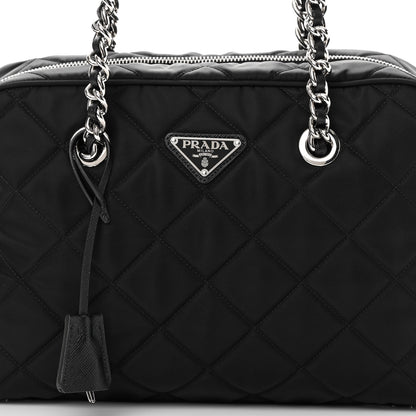 Prada Nylon Tessuto Impuntu Quilted Shoulder Bag Black 9 of 11