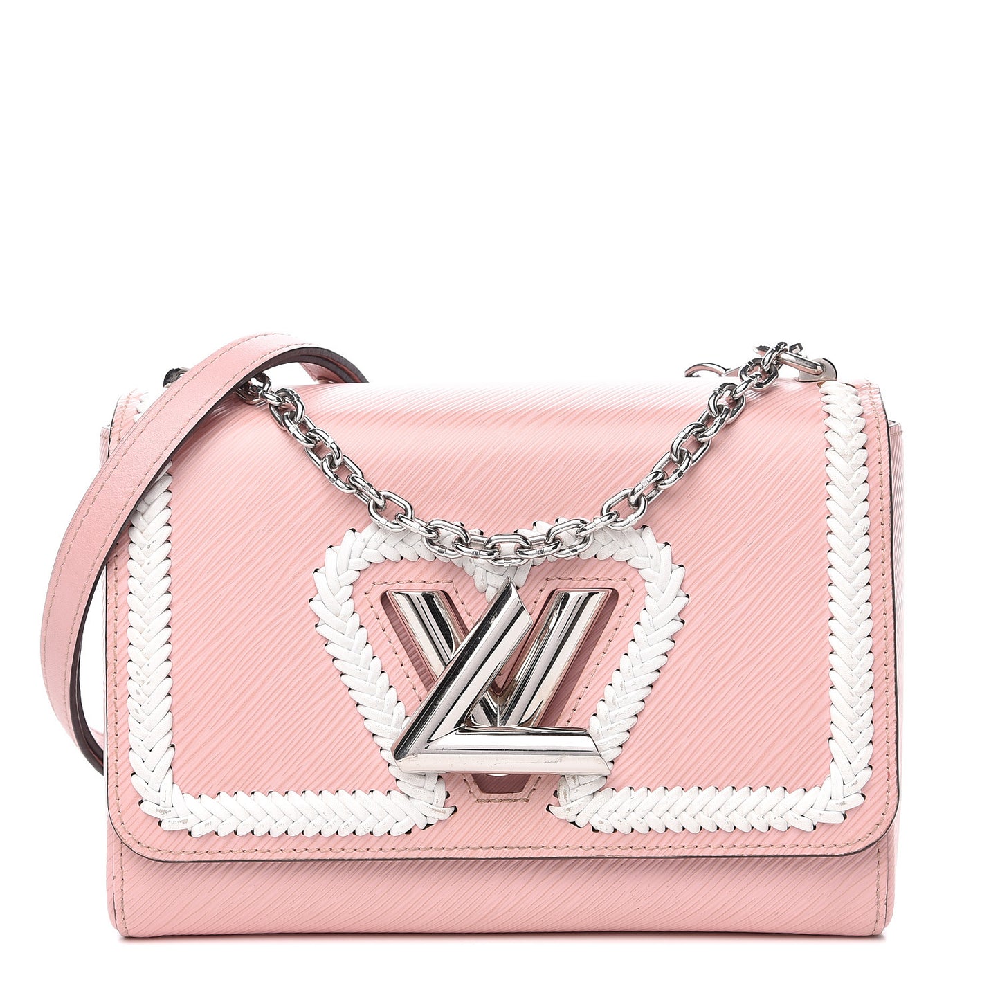 Epi Whipstitch Heart Twist Shoulder Bag MM Rose Ballerine