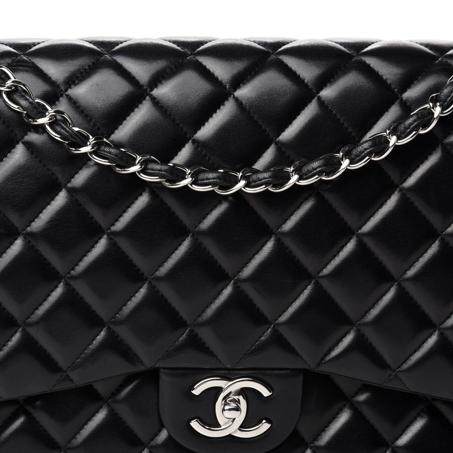 Chanel Lambskin Quilted Maxi Double Flap Black 15 of 15