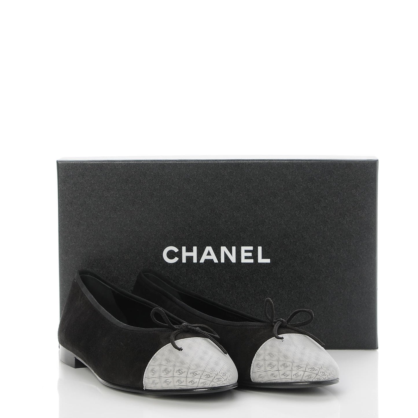 Kid Suede Hologram Cap Toe CC Ballerina Flats 41.5 Black White