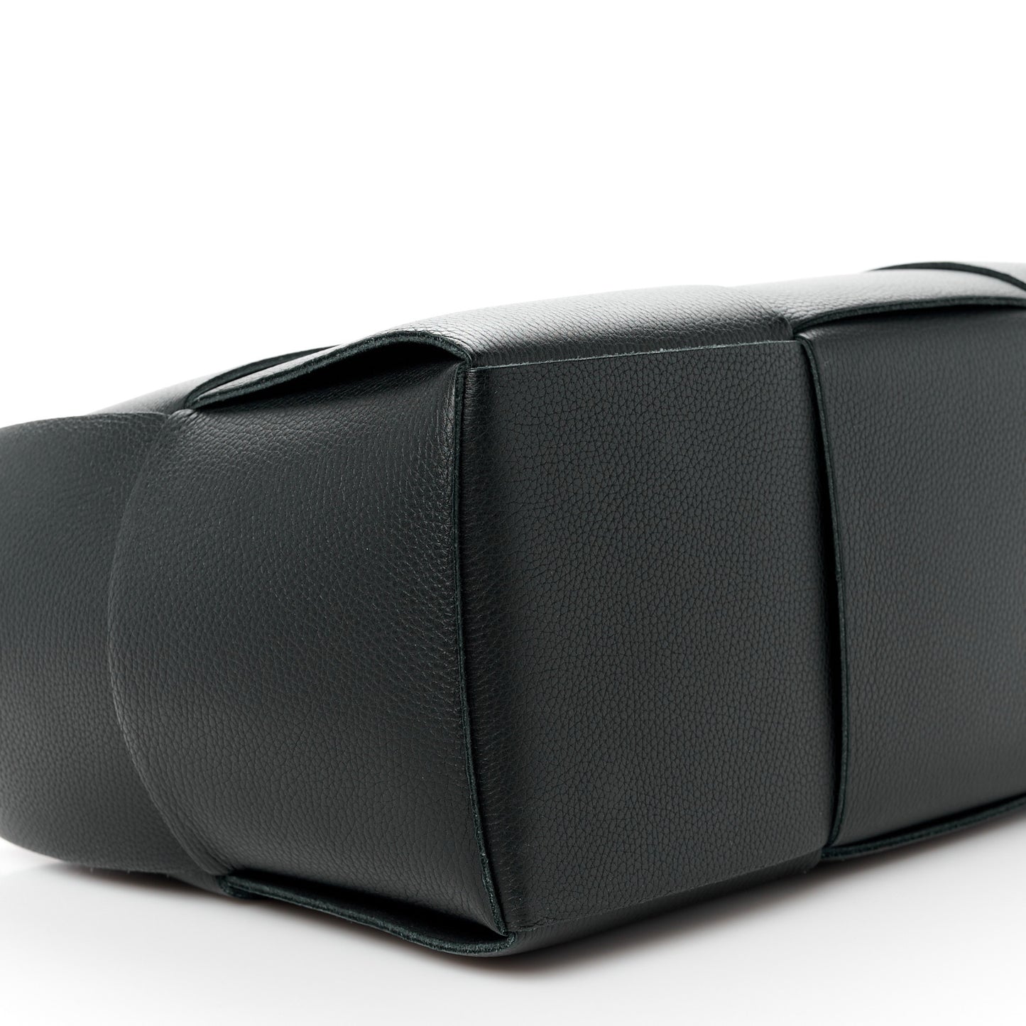 Grained Calfskin Intrecciato Small Arco Tote Black