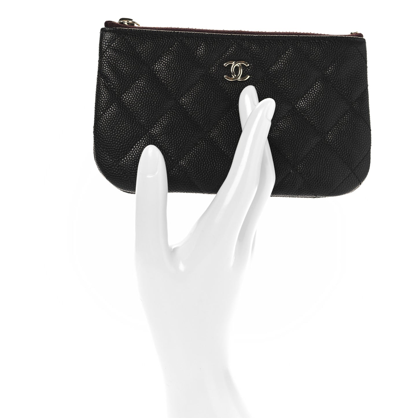 Caviar Quilted Small Cosmetic Case Black