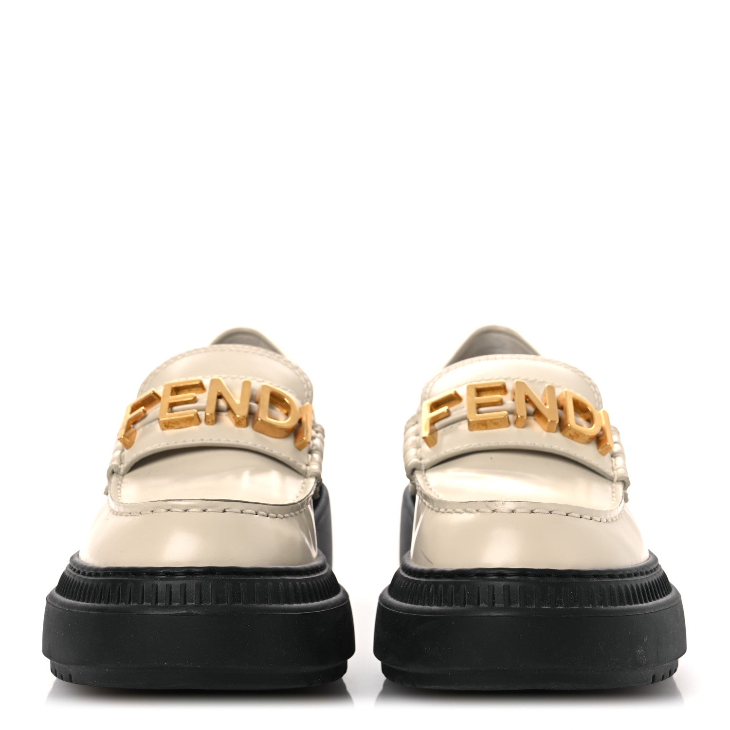 Fendi Vitello Abrasivato Fendigraphy 50mm Loafers 37.5 Blanco Babe 3 of 13