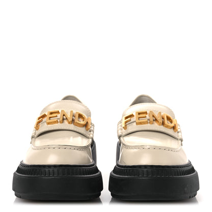 Fendi Vitello Abrasivato Fendigraphy 50mm Loafers 37.5 Blanco Babe 3 of 13