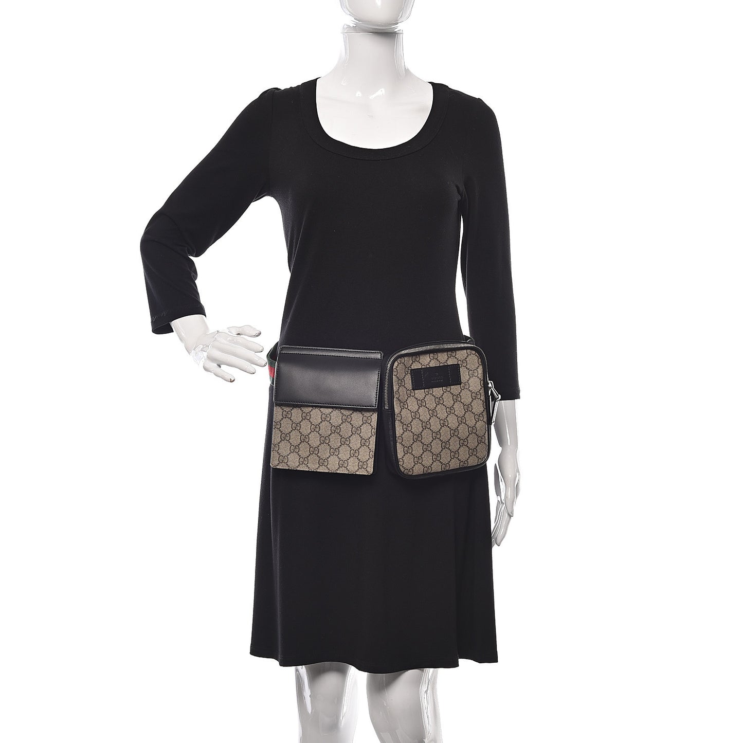 GG Supreme Monogram Web Belt Bag Black