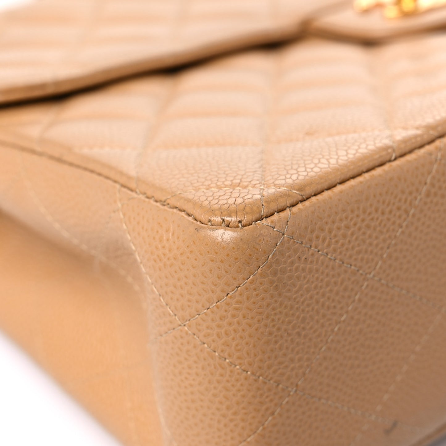 Caviar Quilted Jumbo Single Flap Beige