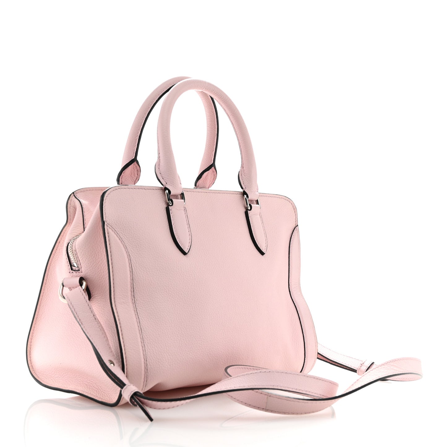 Calfskin Small Skull Padlock Zip Around Tote Baby Pink