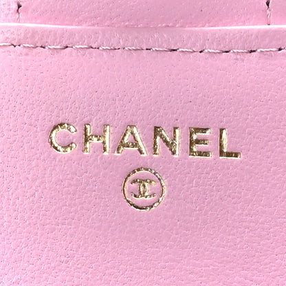 Chanel Lambskin Quilted Flap Phone Holder With Chain Black Lilac 9 of 10