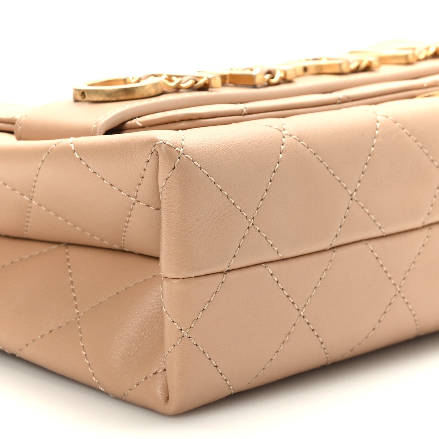 Chanel Calfskin Quilted Enchained Flap Beige 8 of 9
