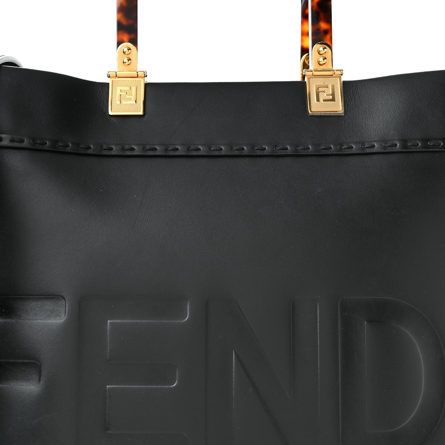 Vitello King Plexiglass Medium Fendi Sunshine Shopper Tote Black