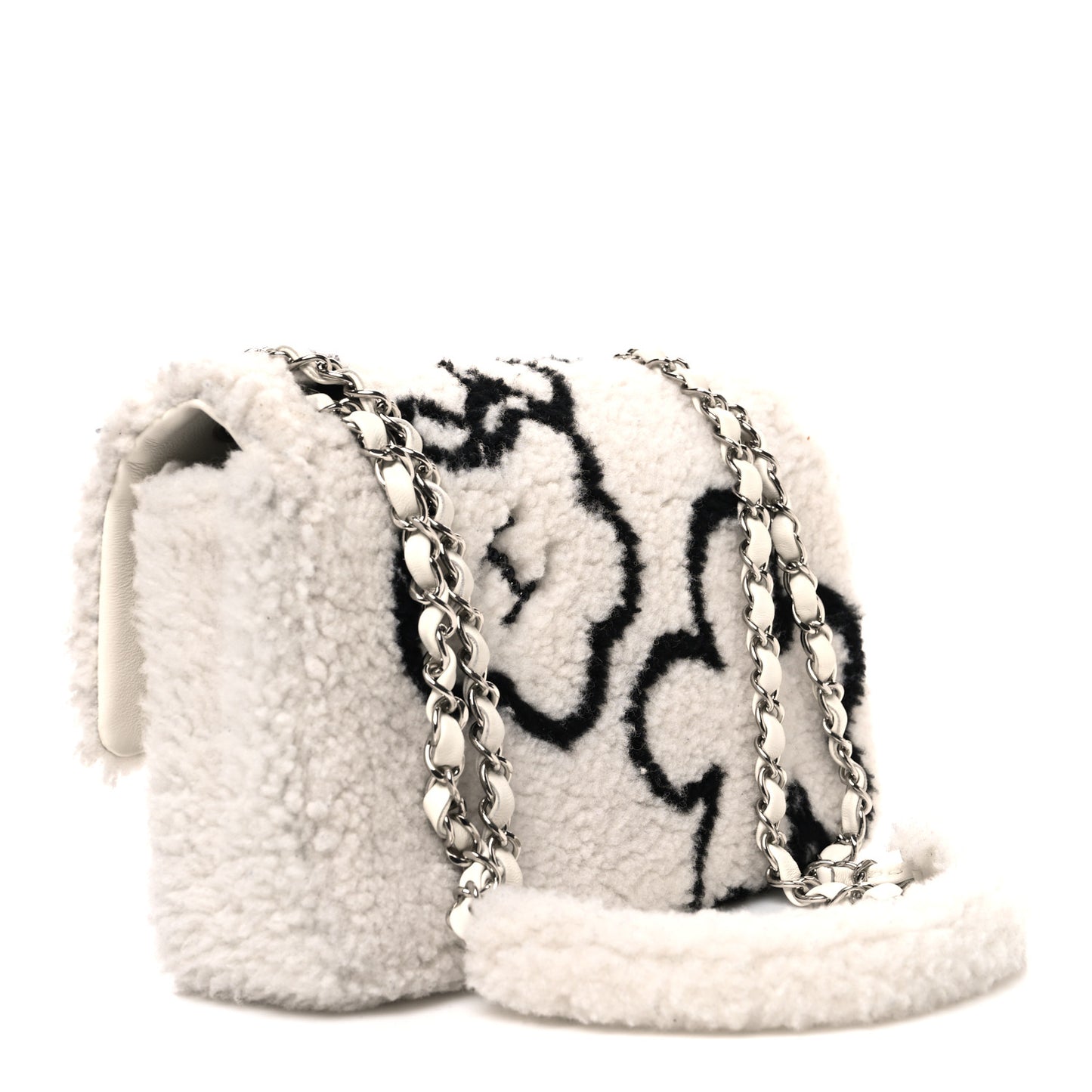 Wool Shearling Medium Single Flap White Black