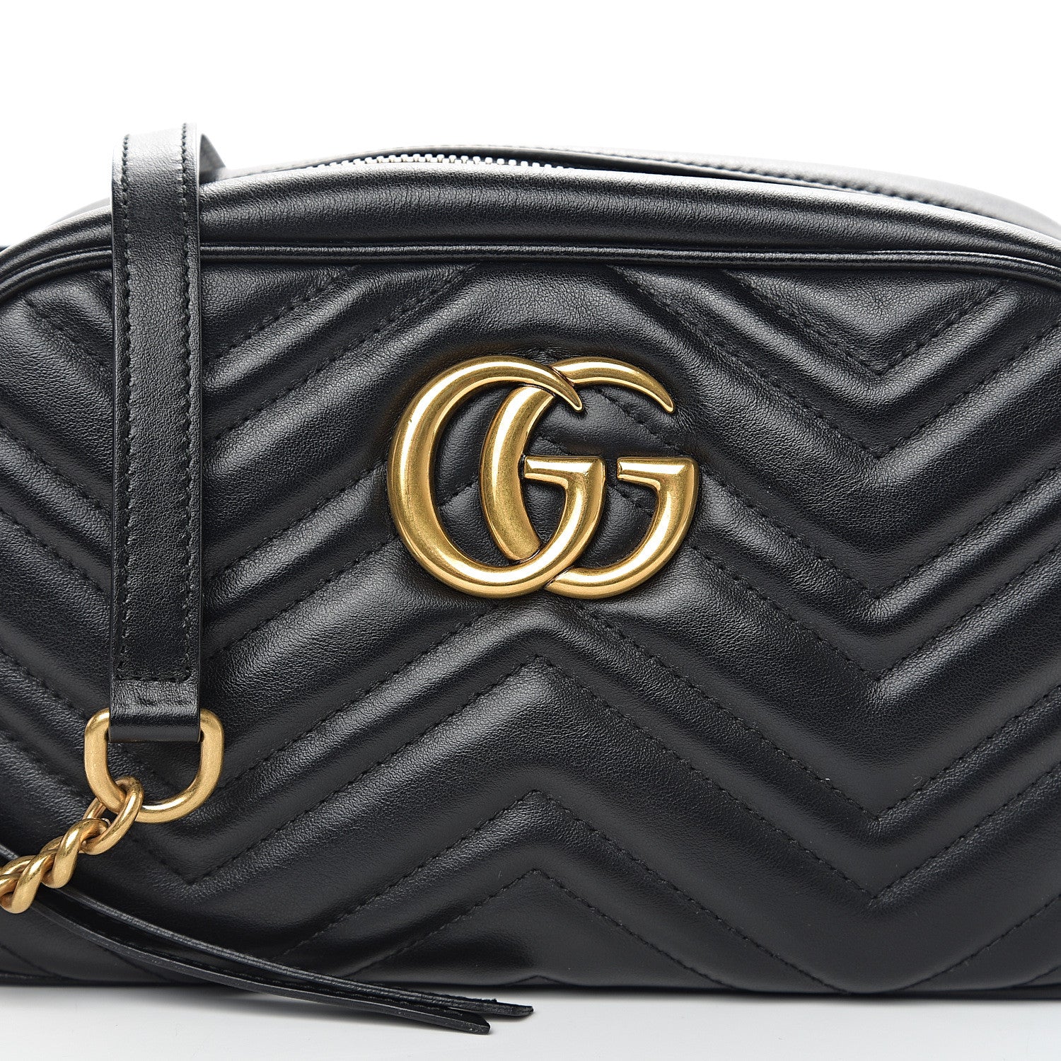Gucci Calfskin Matelasse Small GG Marmont Chain Shoulder Bag Black 9 of 10