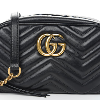 Gucci Calfskin Matelasse Small GG Marmont Chain Shoulder Bag Black 9 of 10
