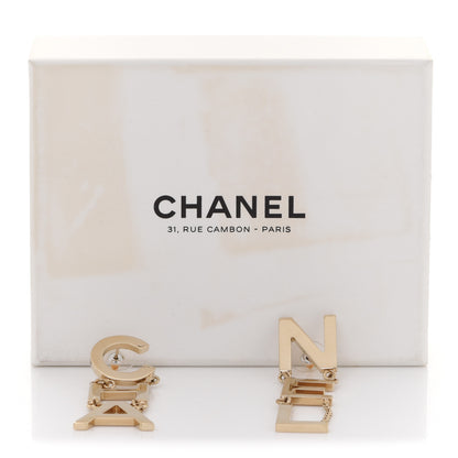 Chanel Metal Cha-Nel Logo Drop Earrings Gold 5 of 5