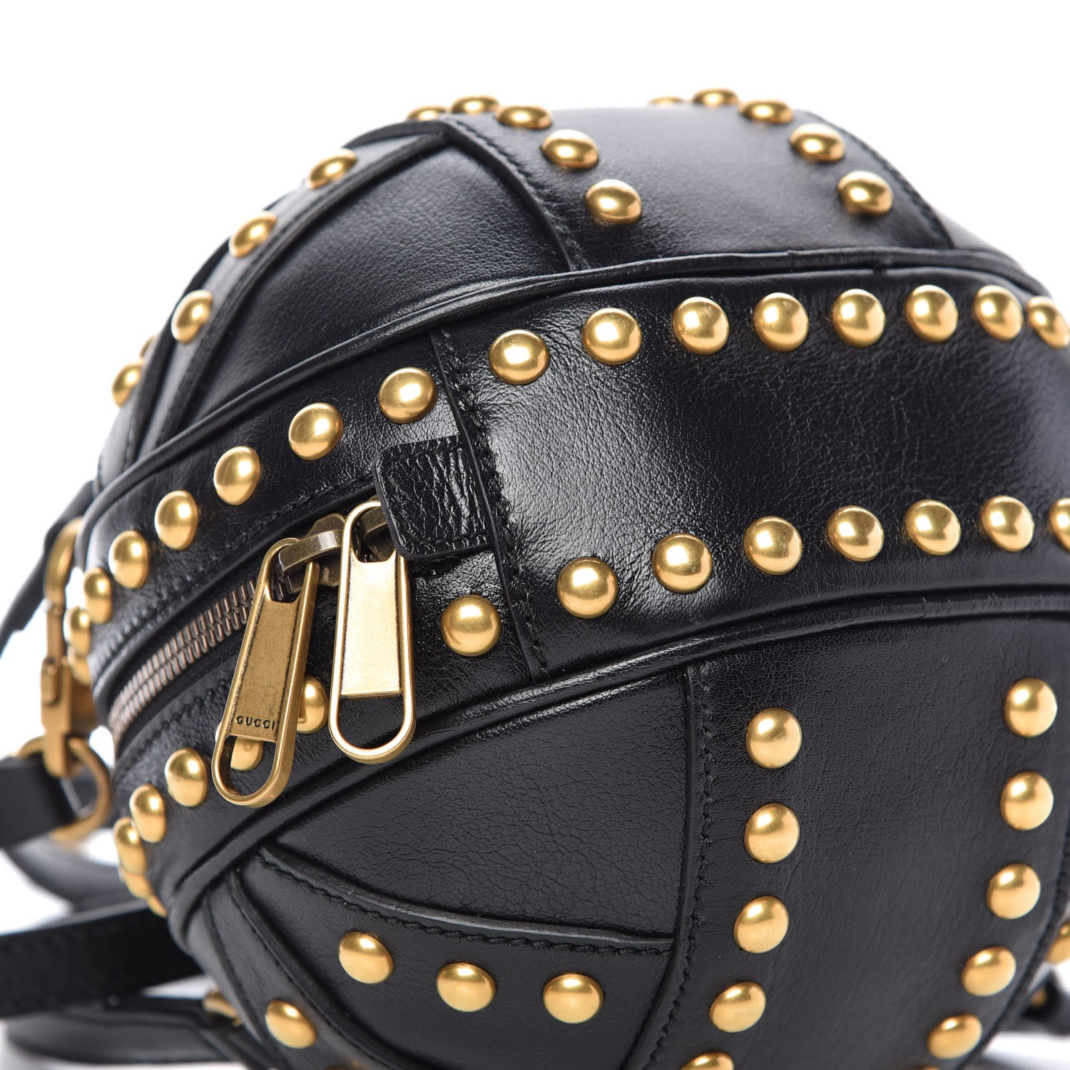 Gucci Calfskin Studded Mini Tifosa Baseball Shaped Shoulder Bag Black 6 of 10