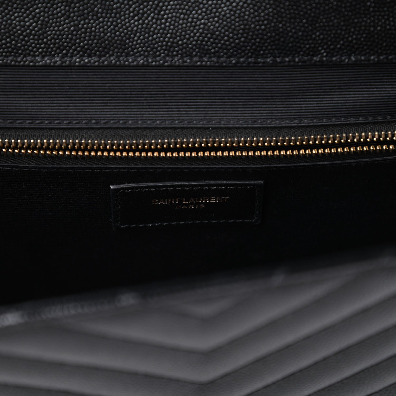 Saint Laurent Grain De Poudre Matelasse Chevron Large Monogram Satchel Black 8 of 11