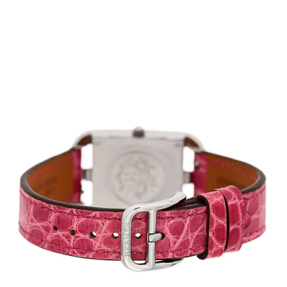 Hermes Stainless Steel Alligator Diamond 23mm Cape Cod Quartz Watch Framboise 3 of 5