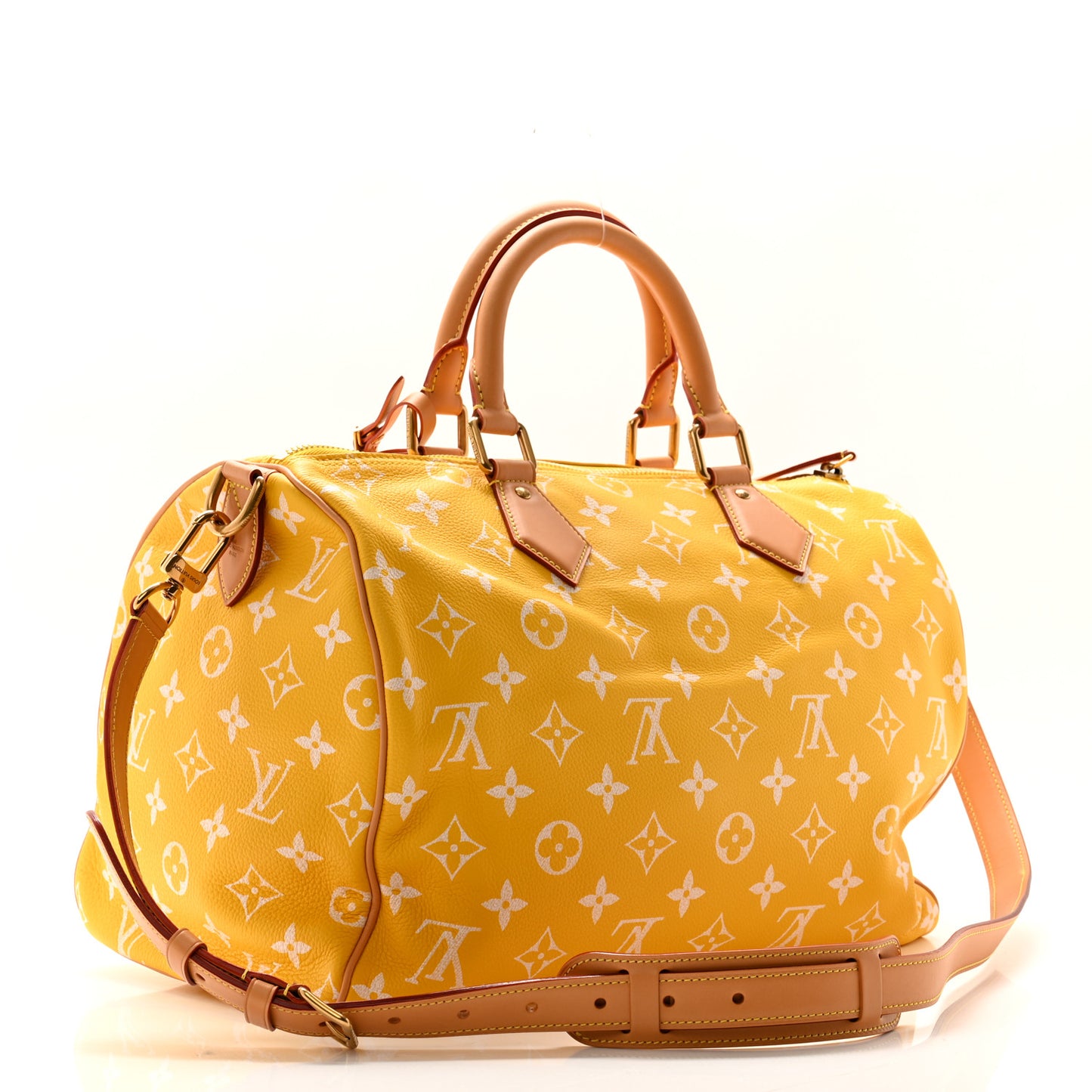 Calfskin Monogram Speedy P9 Bandouliere 40 Jaune Mat