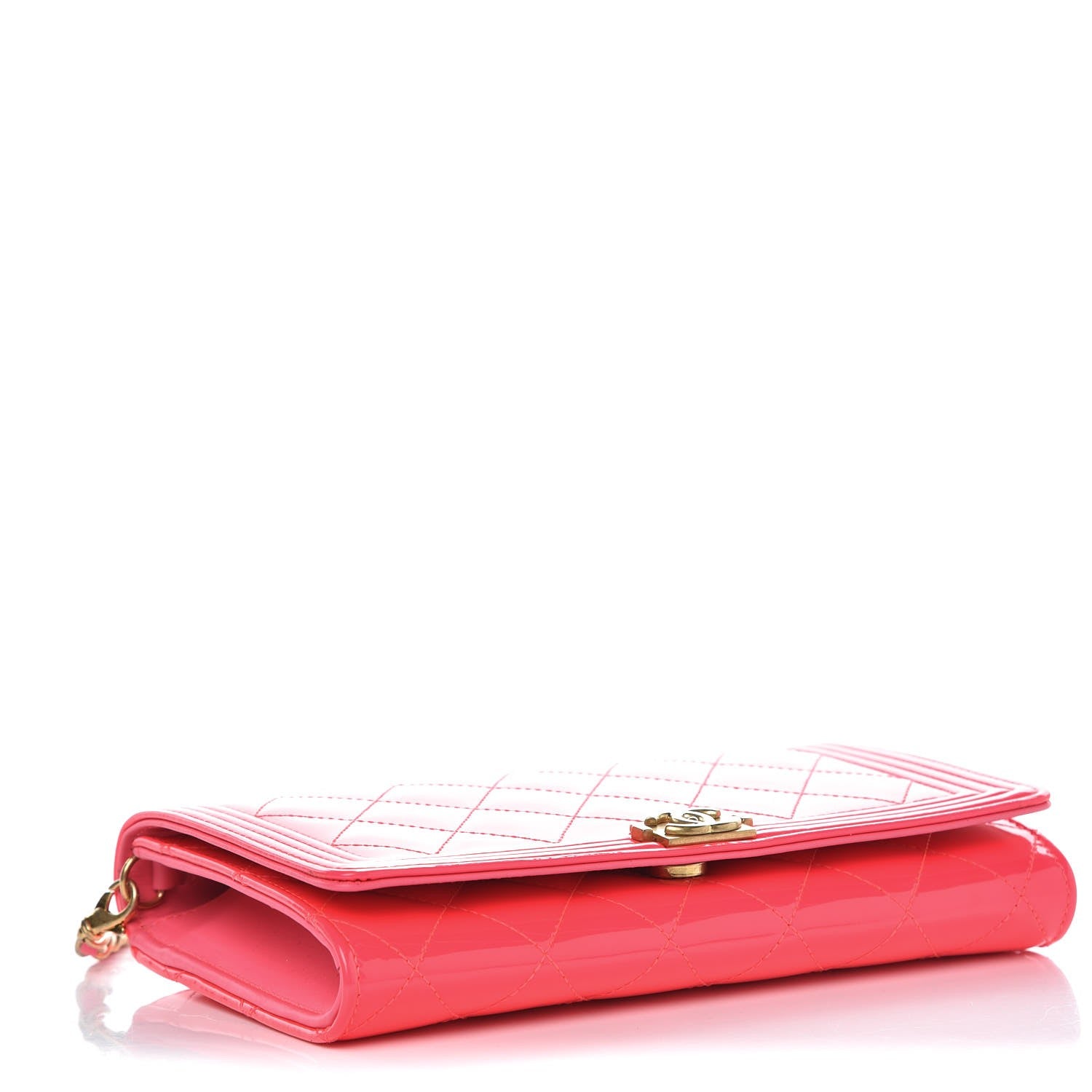 Chanel Patent Quilted Boy Wallet On Removable Chain WOC Pink 4 of 9