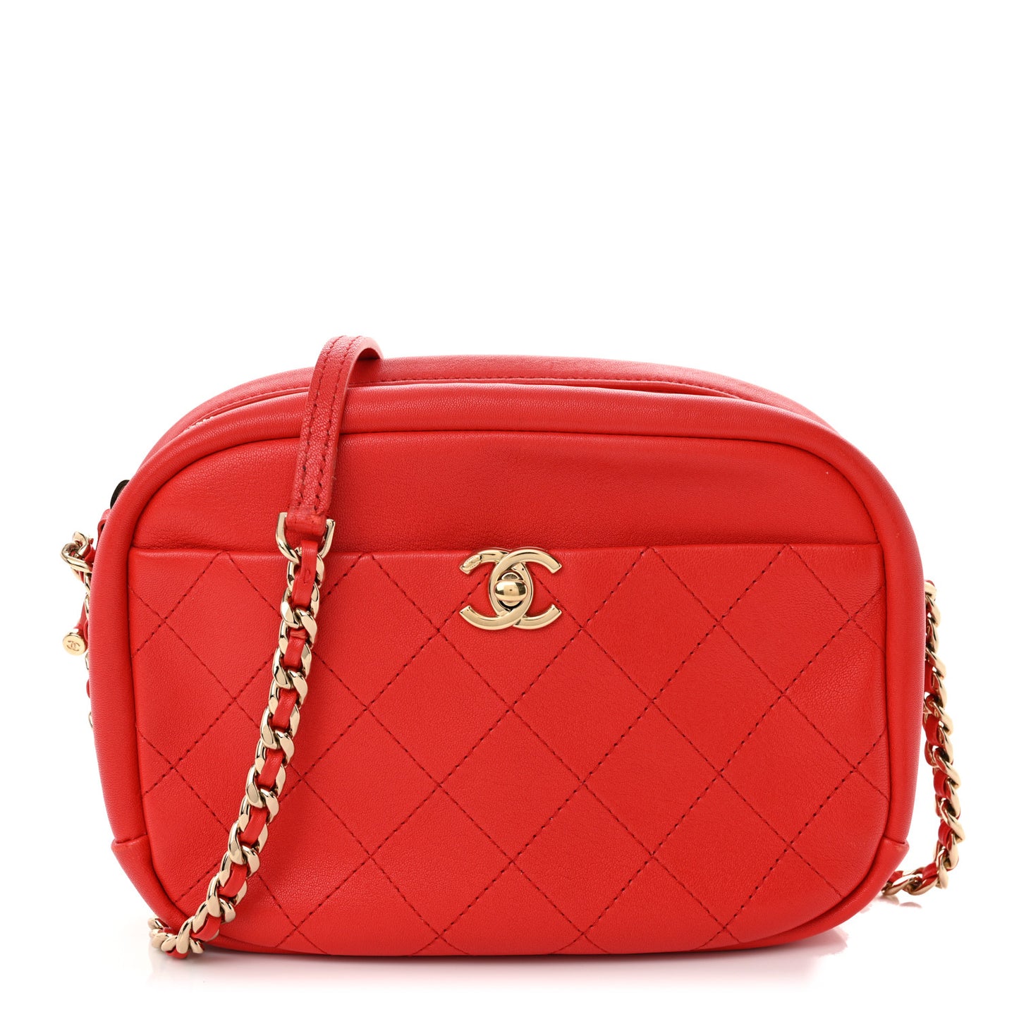 Goatskin Quilted Large Casual Trip Camera Case Bag Red