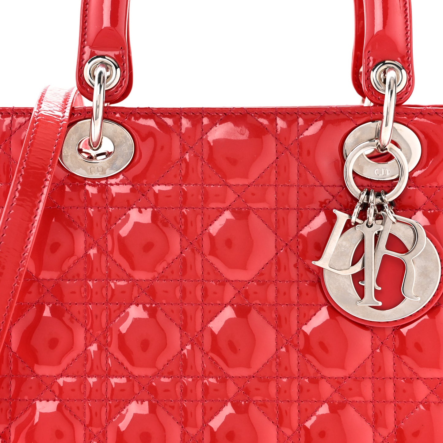 Patent Cannage Medium Lady Dior Fuchsia