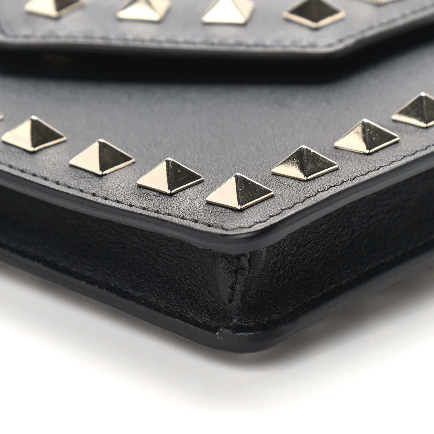 Valentino Garavani Calfskin Rockstud Phone Case With Chain Black 9 of 9