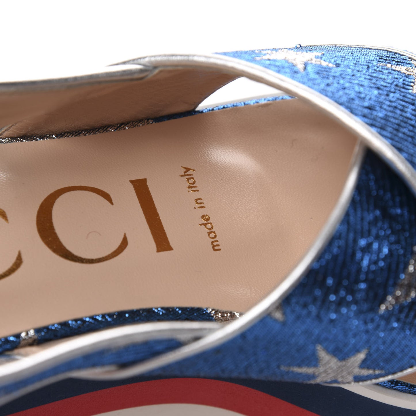 Lurex Starry Sky Crossover Platform Sandals 37.5 Bleuette Silver