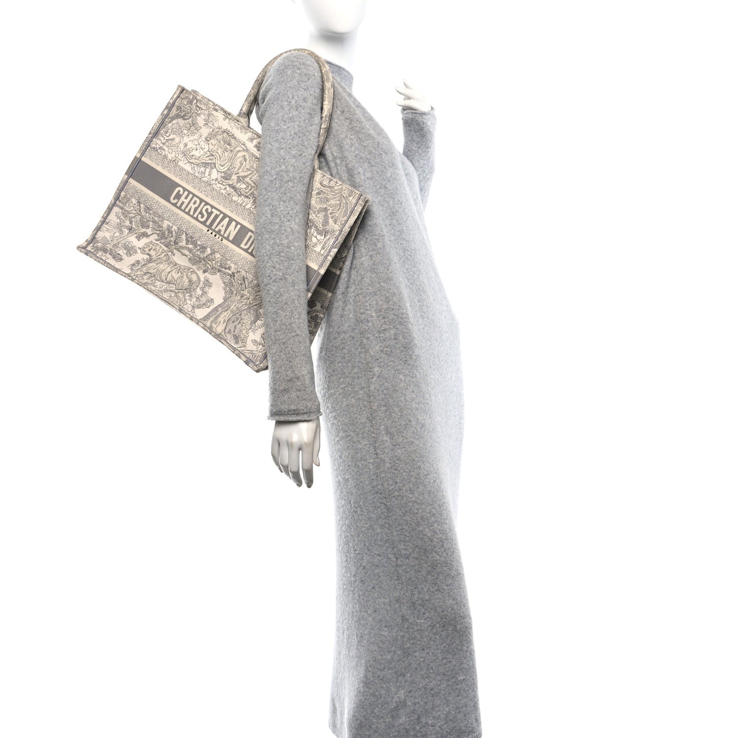 Canvas Embroidered Large Dioriviera Toile De Jouy Book Tote Gray