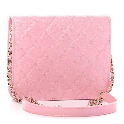 Chanel Iridescent Caviar Quilted Square Wallet On Chain WOC Rose Pink 5 of 19