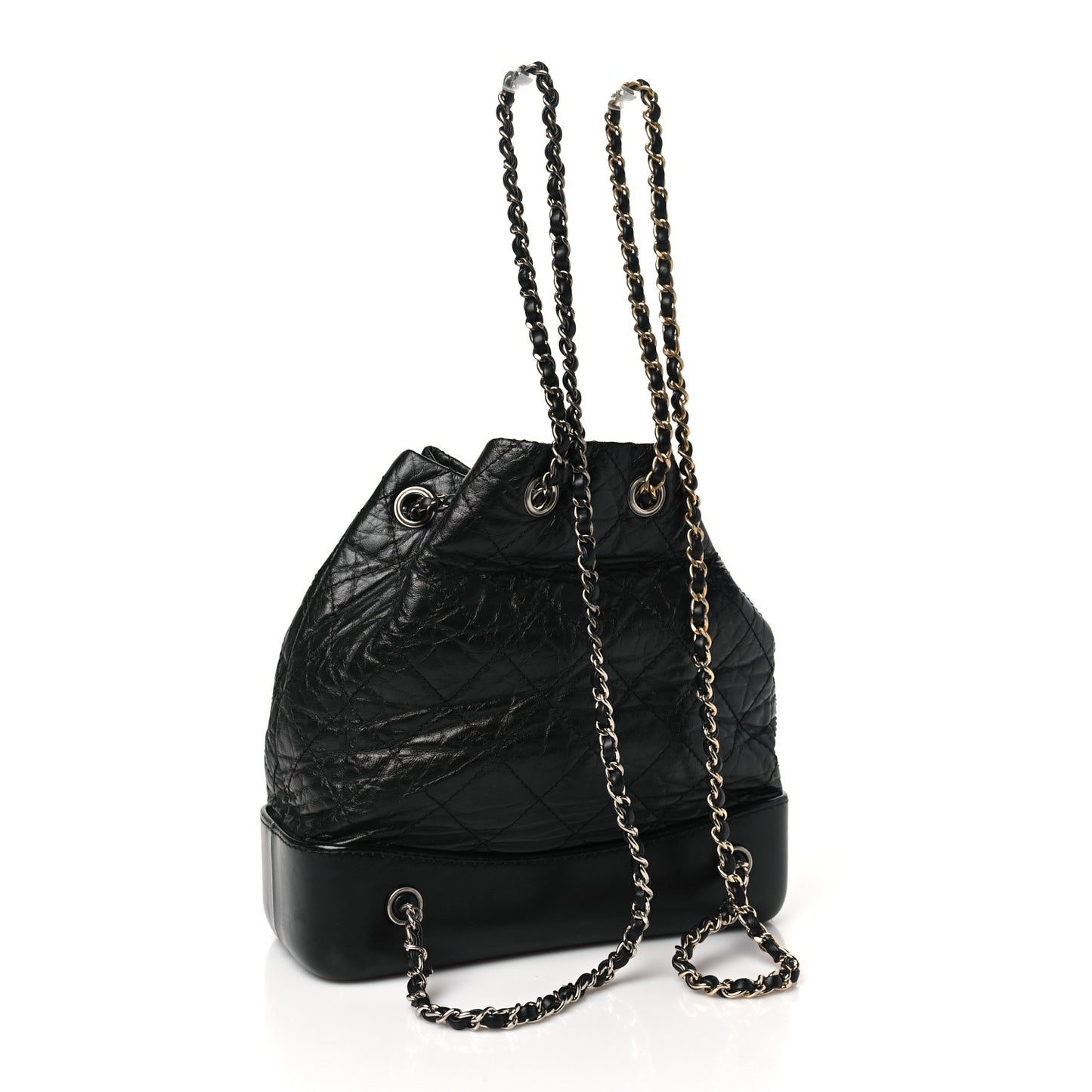 Aged Calfskin Quilted Small Gabrielle Backpack Black