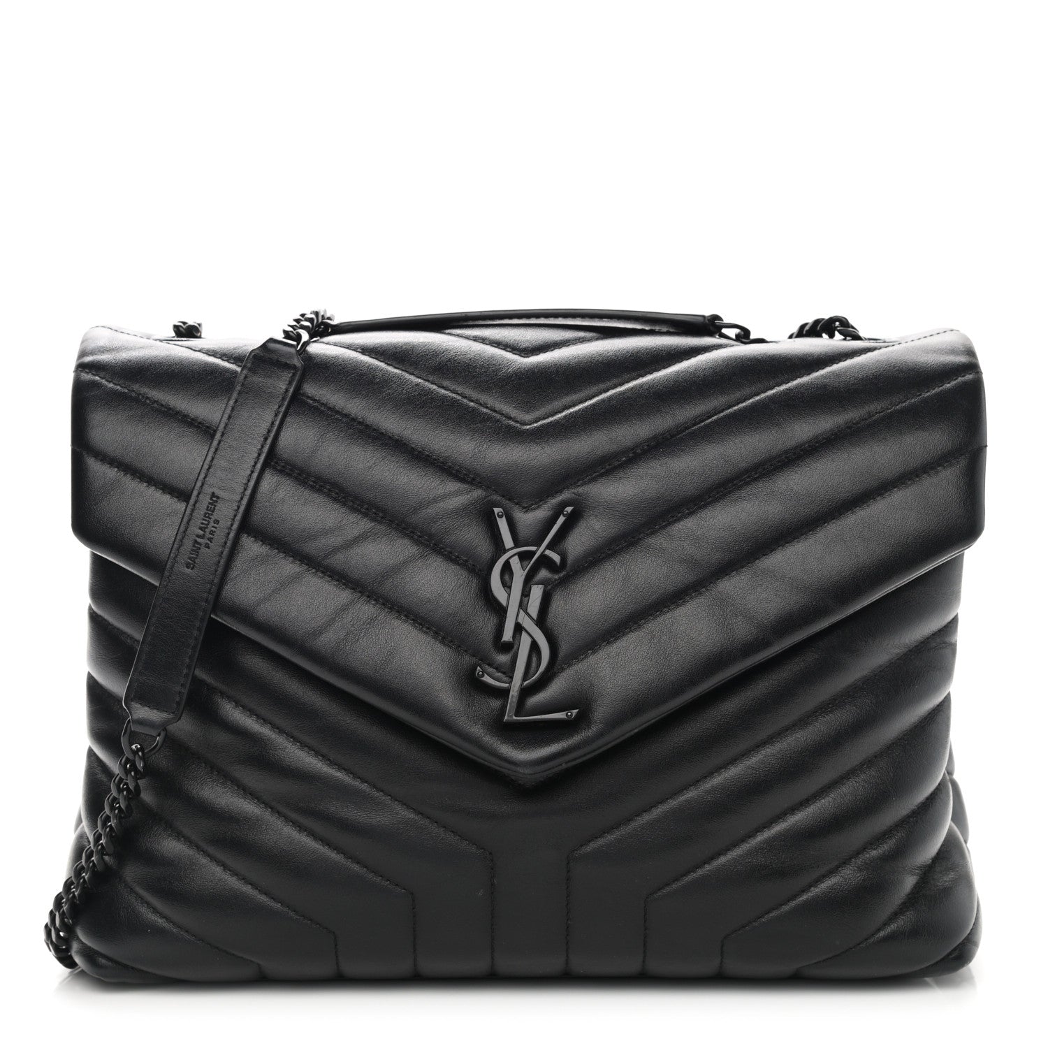 Saint Laurent Calfskin Y Quilted Monogram Medium Loulou Chain Satchel Black 1 of 15
