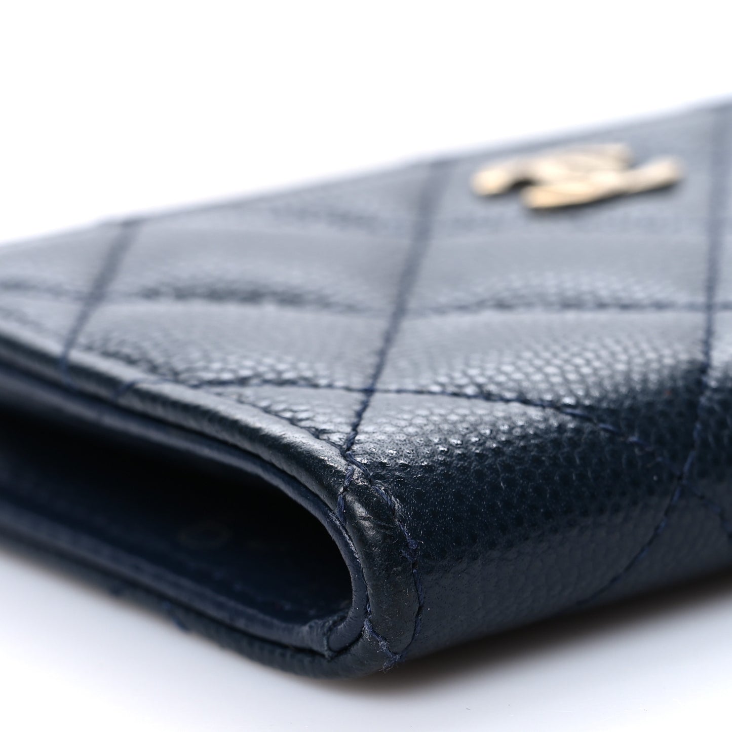 Caviar Quilted Key Holder Case Navy