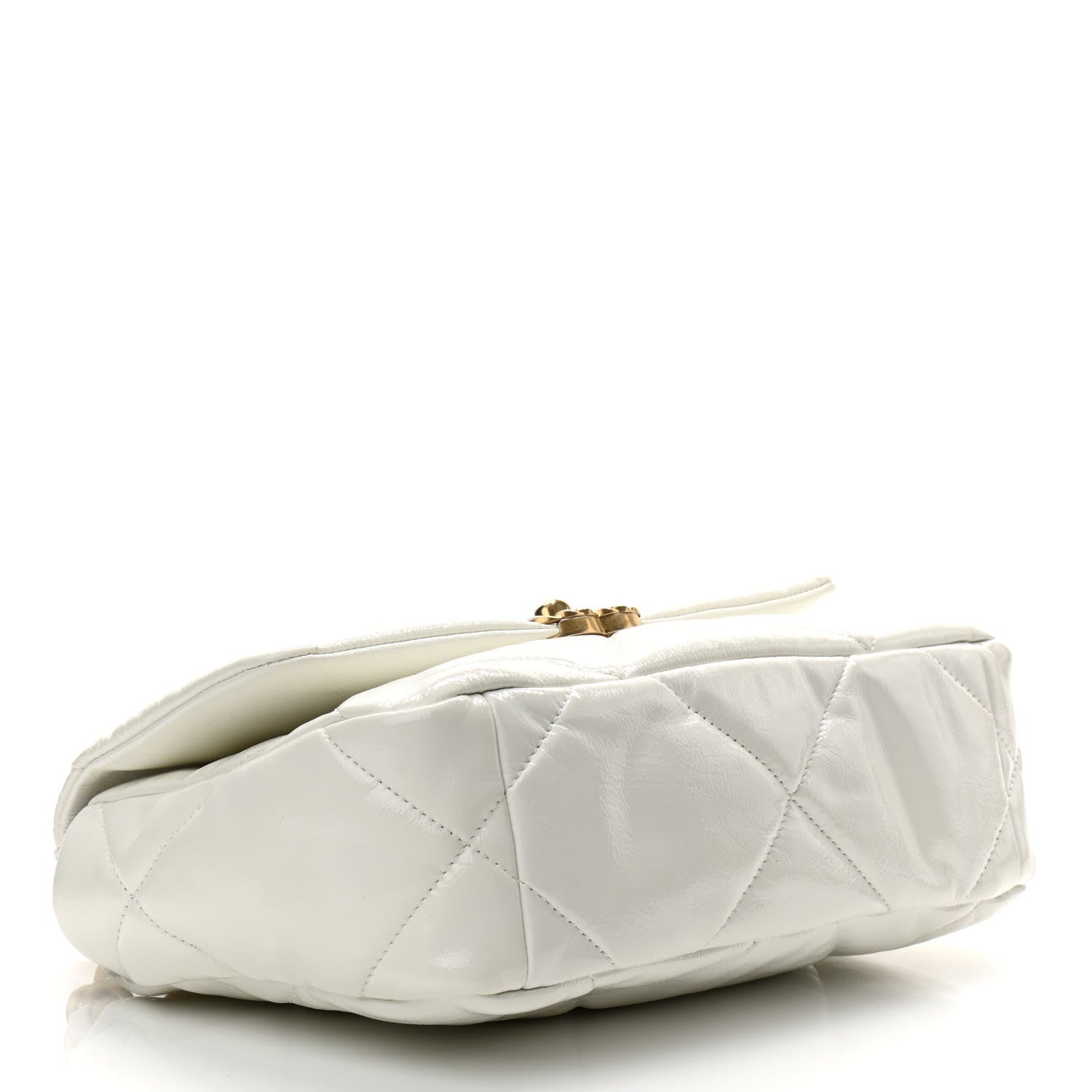 Chanel Shiny Crumpled Calfskin Quilted Medium Chanel 19 Flap White 4 of 16