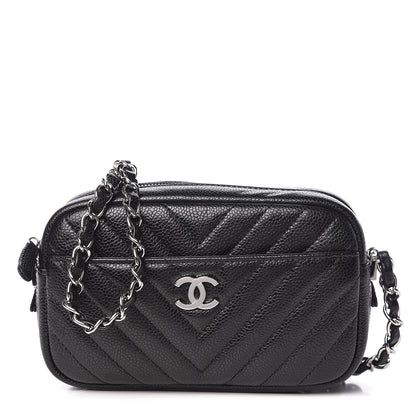 Chanel Caviar Chevron Quilted Camera Case Black 1 of 9