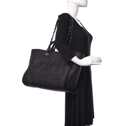 Chanel Woven Straw Raffia Striped Large Deauville Tote Black 2 of 11