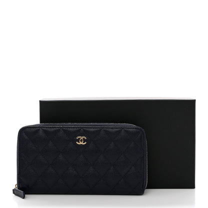Chanel Caviar Quilted Large Zip Around Organizer Wallet Dark Blue 11 of 11