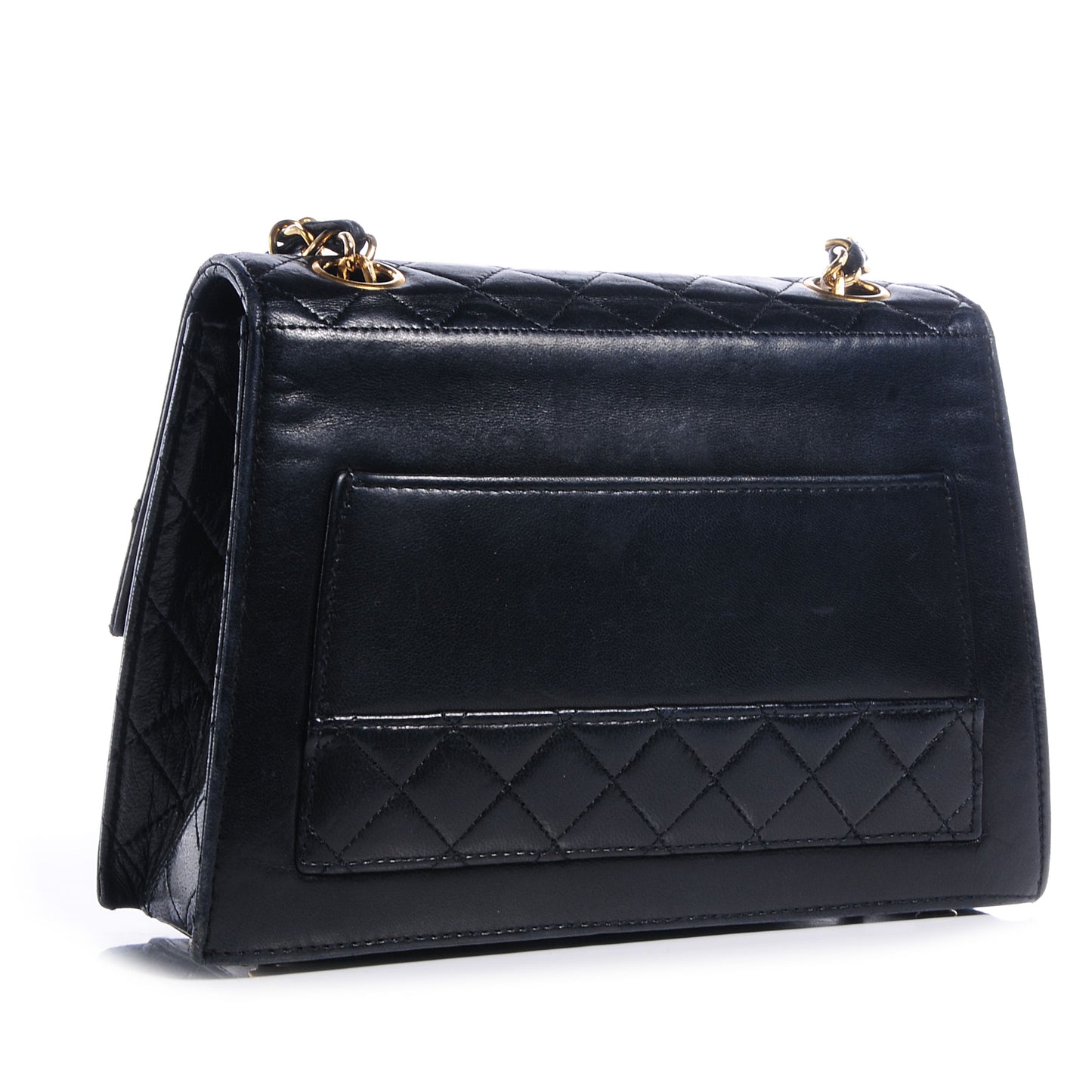 Lambskin Quilted Shoulder Flap Bag Black