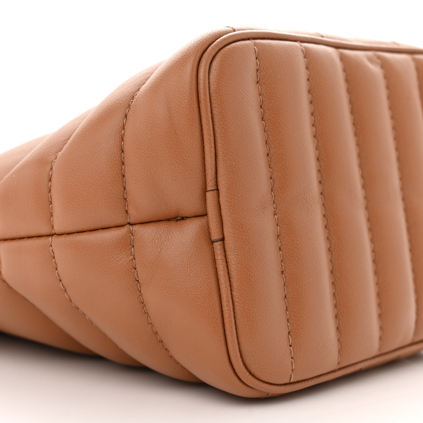 Lambskin Quilted Mini Lola Bucket Bag Maple Brown